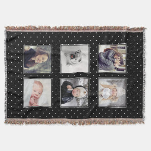 Black and White Polka Dots   Six Photos Throw Blanket