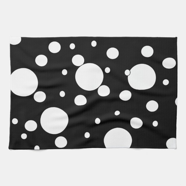 Black and white polka dots tea towel (Horizontal)