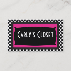 Black and White Polka Dots w/ Designer Name Plate Business Card