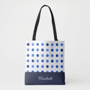 Black and White Polka Dots with Monogram Tote Bag