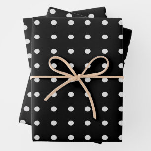 Black and White Polka Dots Wrapping Paper Sheet
