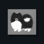 Black and White Pomeranian Cartoon Dog Canvas Print<br><div class="desc">Black and white parti Pom. Adorable canvas print for Pomeranian lovers.</div>