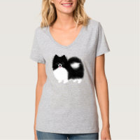 Black and White Pomeranian Cartoon Dog