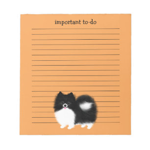 Black and White Pomeranian with Custom Text Notepad