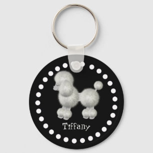 Black and White Poodle Key Chain