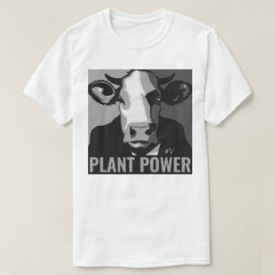 Black and White Pop Art Cow Tshirt Plant Power