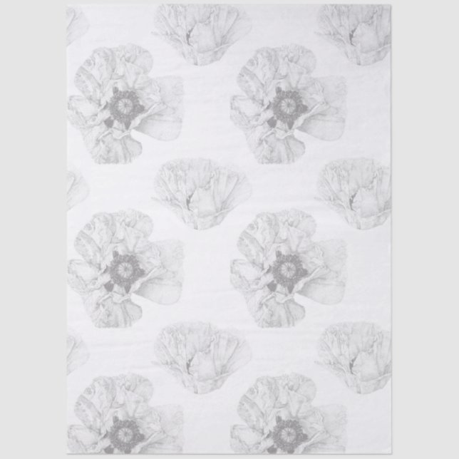Black and White Poppy Tissue Paper (Front)
