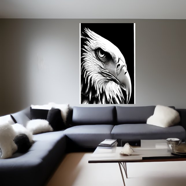 Black and white portrait of a  eagle | AI Art Poster (Creator Uploaded)
