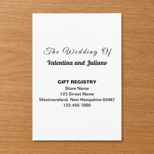 Black and White Portrait Wedding Gift Registry Enclosure Card