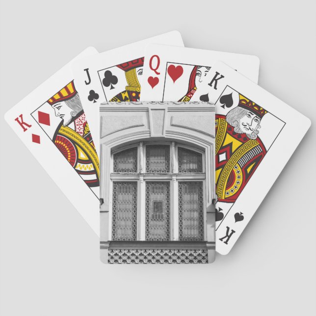 Black and White Prague Window Playing Cards (Back)