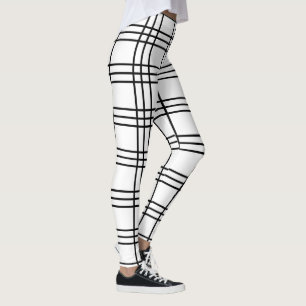 Black and White Preppy Cool Plaid Tartan Leggings
