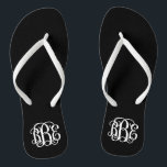 Black and White Preppy Script Monogram Jandals<br><div class="desc">PLEASE CONTACT ME BEFORE ORDERING WITH YOUR MONOGRAM INITIALS IN THIS ORDER: FIRST, LAST, MIDDLE. I will customise your monogram and email you the link to order. Please wait to purchase until after I have sent you the link with your customised design. Cute preppy flip flip sandals personalised with a...</div>