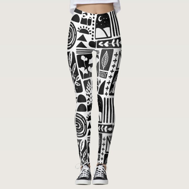 Black And White Print Leggings (Front)