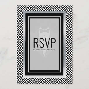 Black and white print r.s.v.p card