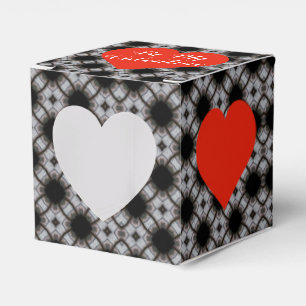 Black And White Print With Red Heart Favour Box