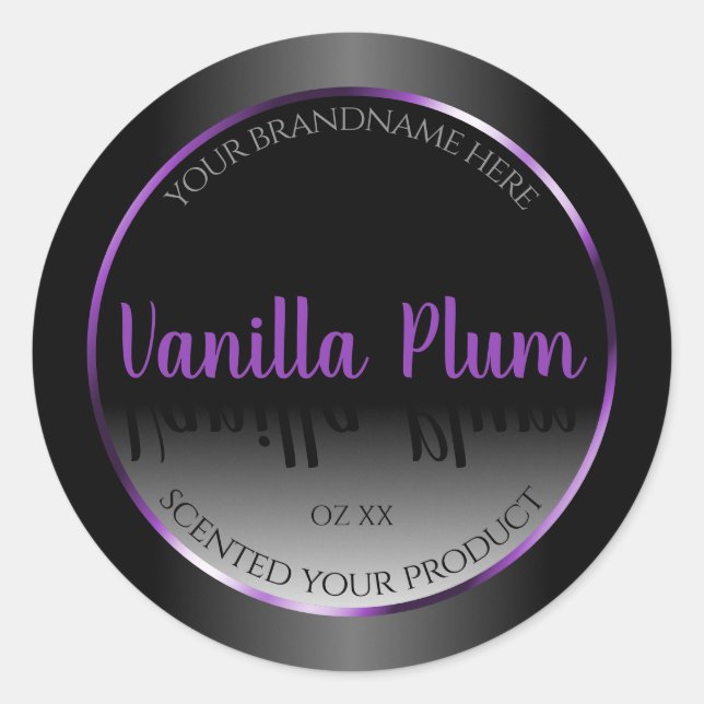 Black and White Product Label Purple Shimmer Frame (Front)
