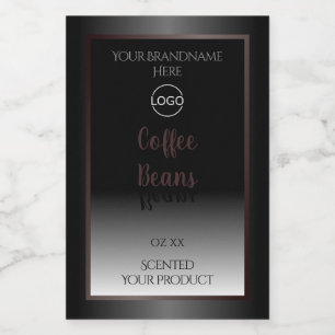 Black and White Product Labels Burgundy Frame Logo