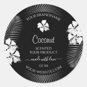 Black and White Product Labels Hawaiian Flowers
