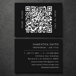 Black and White Professional Minimal QR Code Business Card