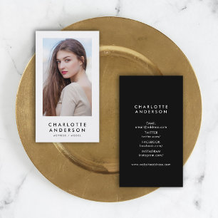 Black and White Profile Headshot Photo Business Card