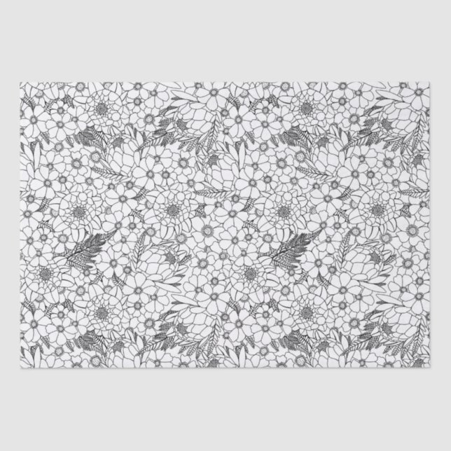 Black And White Protea Wildflower Garden Tissue Paper (Front)