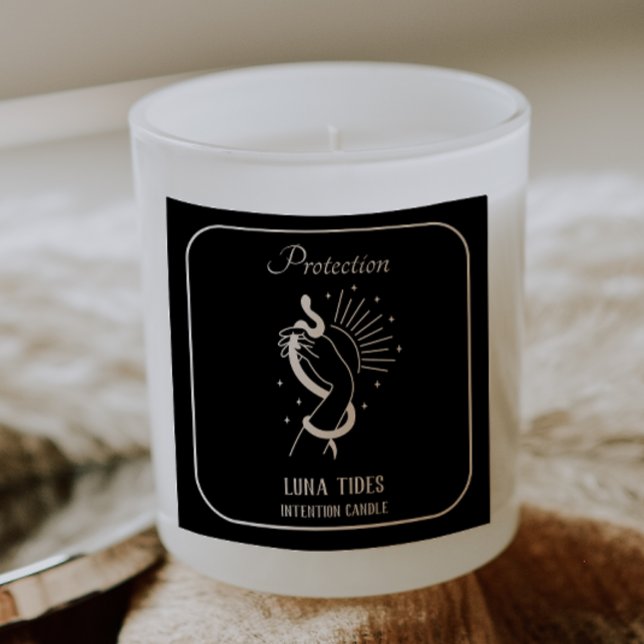 Black And White Protection Intention Candle Label (Creator Uploaded)