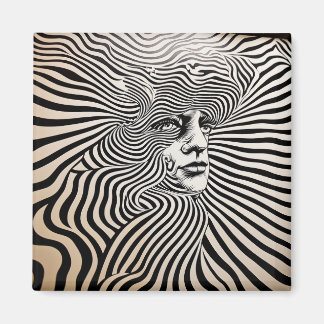 Black and White Psychedelic Designs Magnet