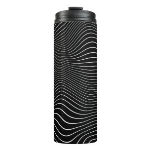 Black and white Psychedelic Linear Wavy Background Thermal Tumbler