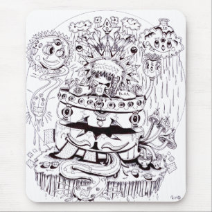 Black and White Psychedelic Mouse Pad