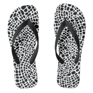 Black And White Psychedelic Oragnic Skin Pattern Jandals