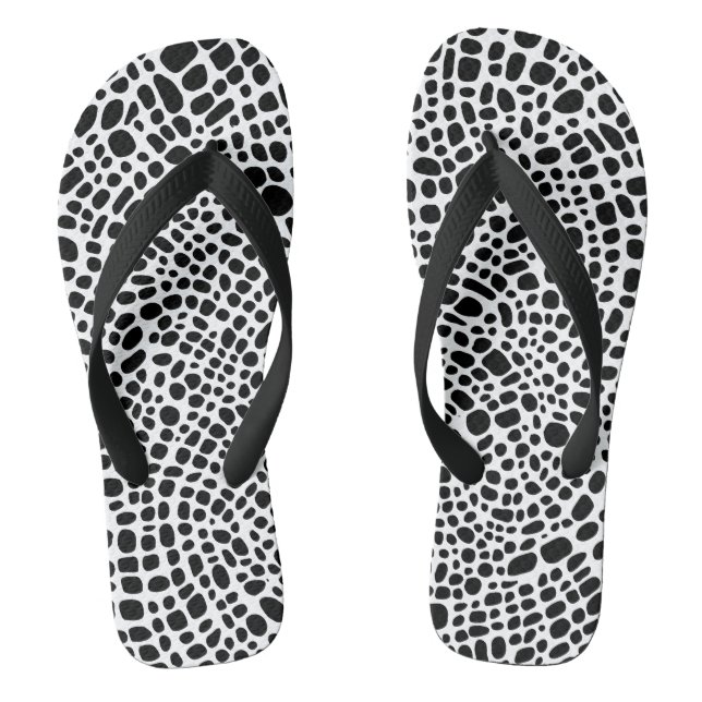 Black And White Psychedelic Oragnic Skin Pattern Jandals (Footbed)