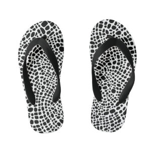 Black And White Psychedelic Oragnic Skin Pattern Kid's Jandals