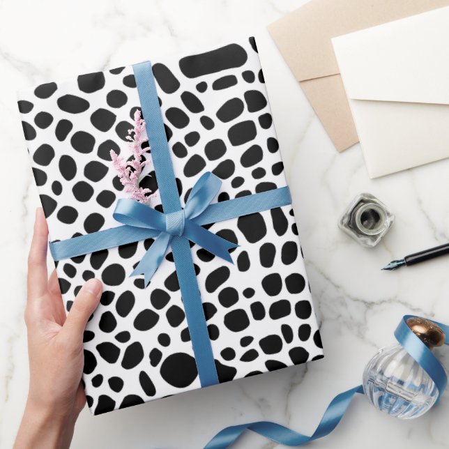 Black And White Psychedelic Oragnic Skin Pattern Wrapping Paper (Gifting)