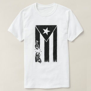 Black and White Puerto Rican Flag Resistance T-Shirt