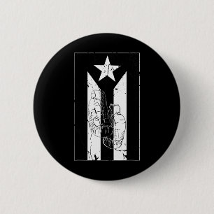 Black And White Puerto Rico Flag With Boxing Glove 6 Cm Round Badge