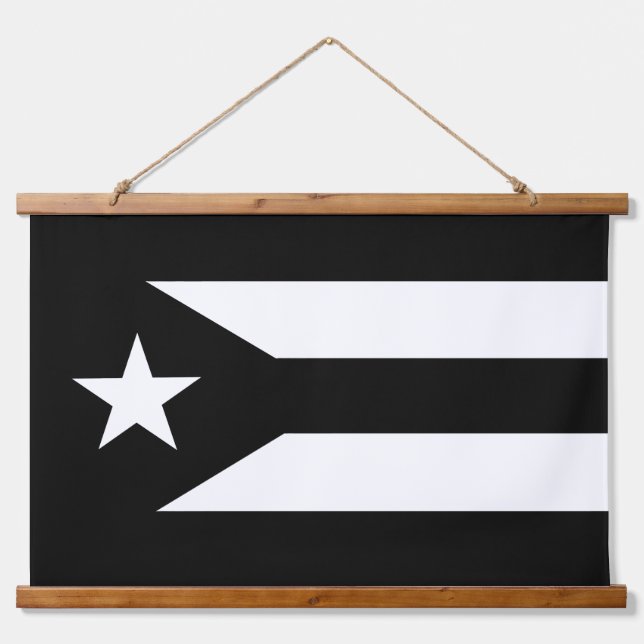 Black and White Puerto Rico Resistance Flag Hanging Tapestry (Front)