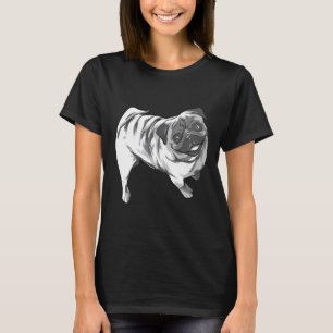 Black and White Pug Classic 929 T-Shirt