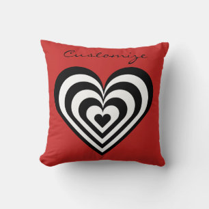 black and white pulsating heart Thunder_Cove red Cushion
