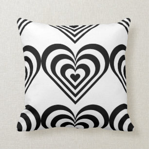black and white pulsating zebra heart Thunder_Cove Cushion