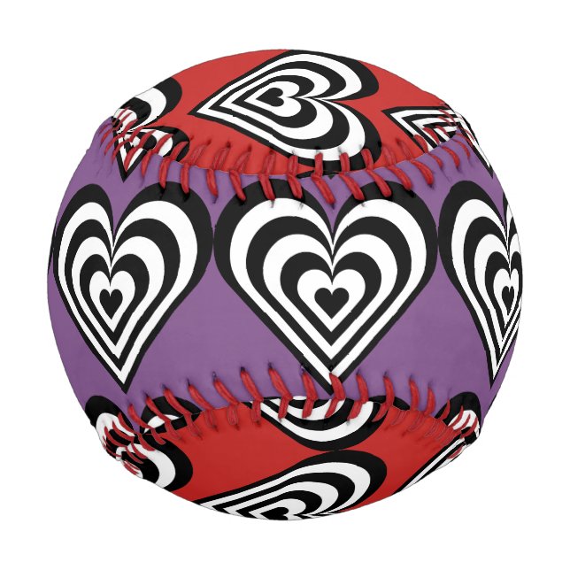 black and white pulsating zebra hearts love baseball (Front)