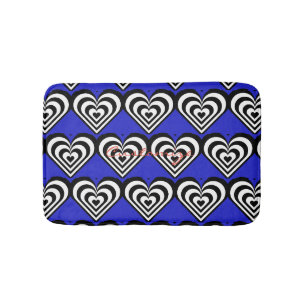 black and white pulsating zebra hearts love bath mat