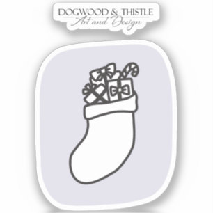 Black and White Purple Doodle Christmas Stocking