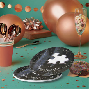 Black and White Puzzle   Missing Piece Photograph Paper Plate