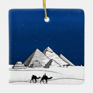 Black and white pyramid Egypt Ceramic Ornament
