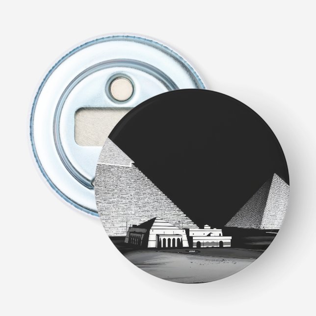Black and White Pyramids Bottle Opener (Front)
