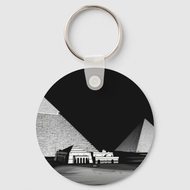 Black and White Pyramids Key Ring (Front)