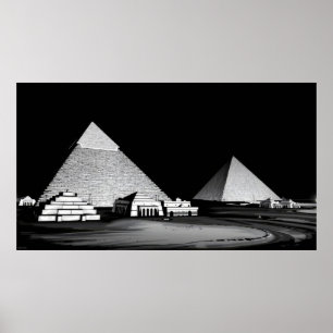 Black and White Pyramids Poster