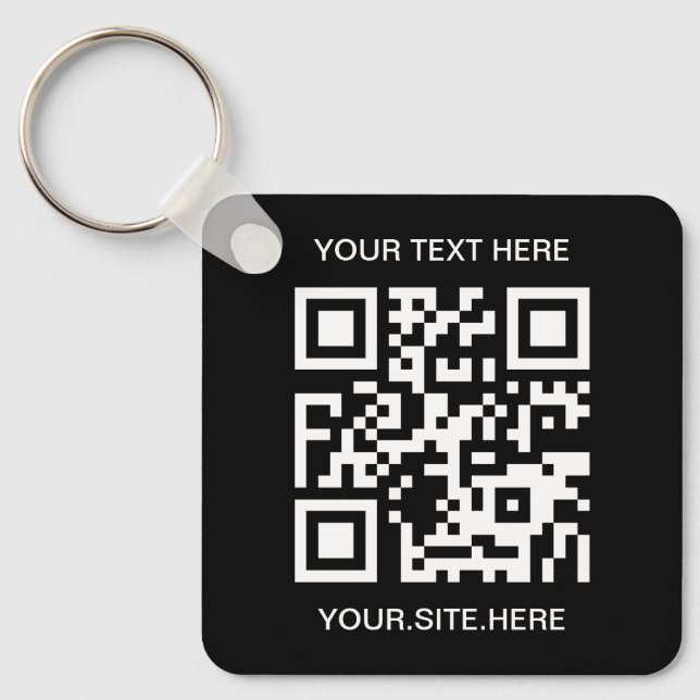 Black and White QR Code Photo Key Ring (Front)