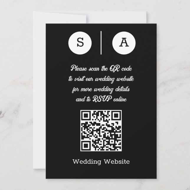 Black and White QR Code, Simple and Chic Invitation (Front)