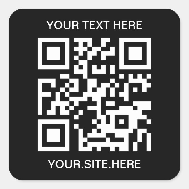Black and White QR Code Square Sticker (Front)